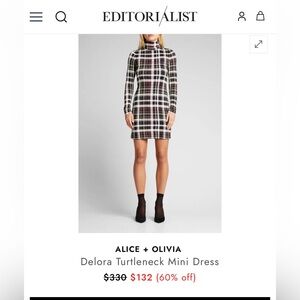 “SIZE 2” Alice & Olivia Delora Turtleneck Mini Dress